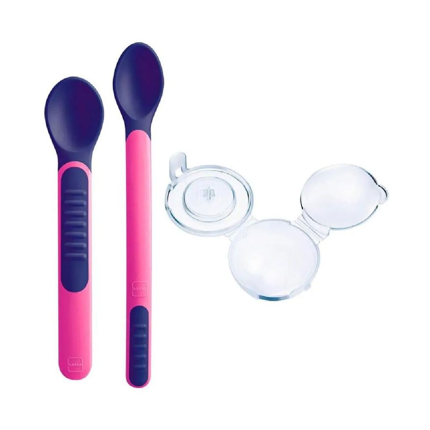 Mam Kit Colher Infantil Com Estojo Macia Termossensível Rosa
