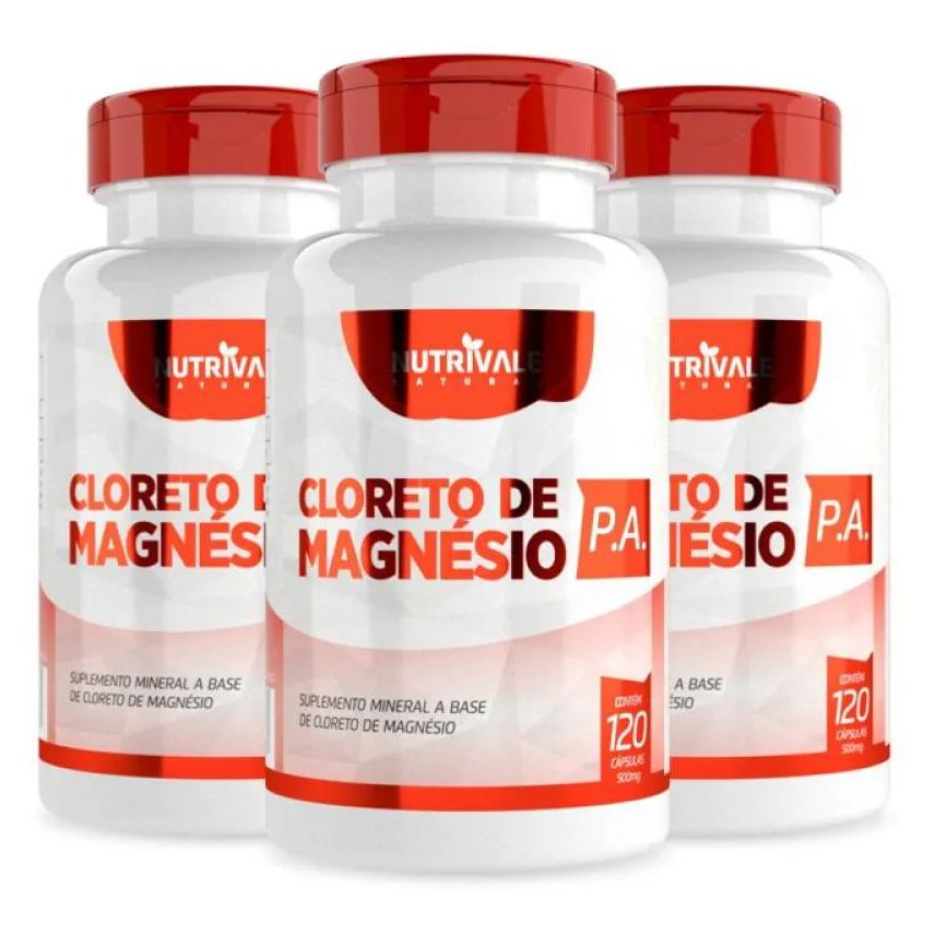 Nutrivale Kit 3 Cloreto de Magnésio Pa 120 cápsulas Incolor sem Sabor
