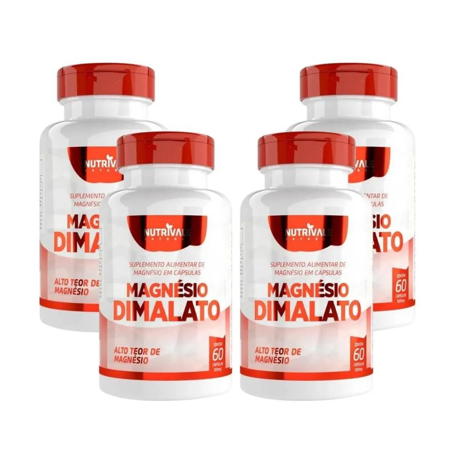 Nutrivale Kit 4 Magnésio Dimalato 60 cápsulas Incolor sem Sabor
