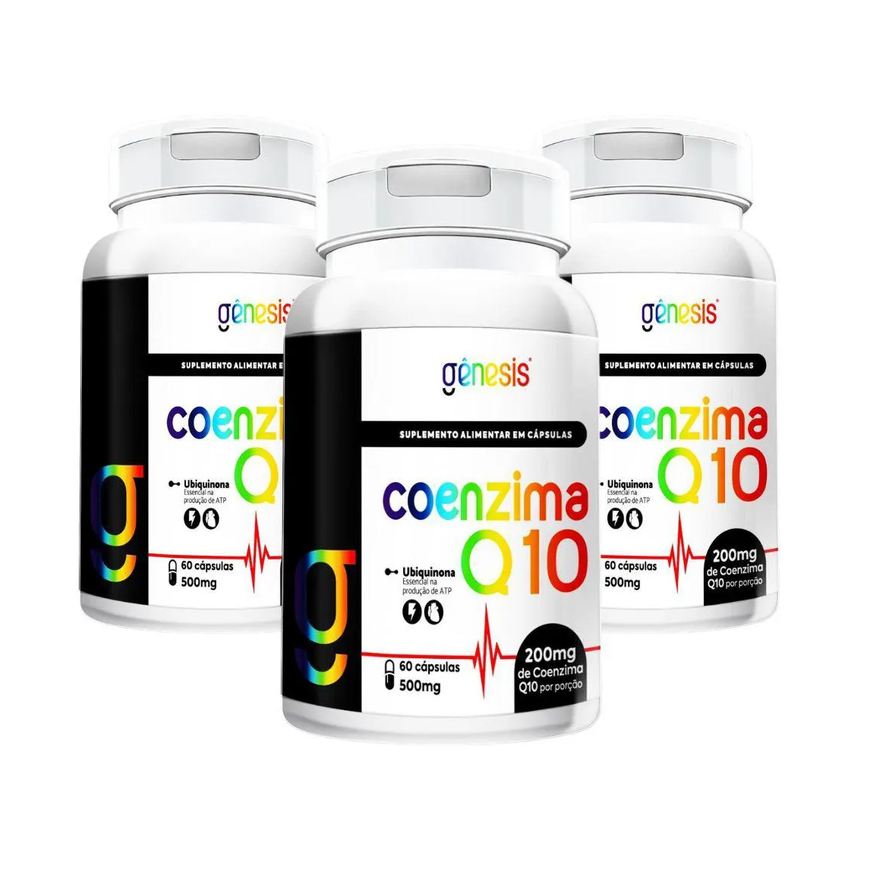 Bionutrir Kit 3 Coenzima Q10 200mg 60 cápsulas Genesis sem Sabor