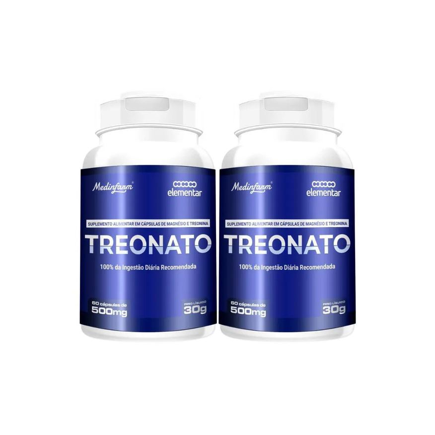 Bionutrir Kit 2 Treonato de Magnésio 60 cápsulas Medinfarm Incolor sem Sabor