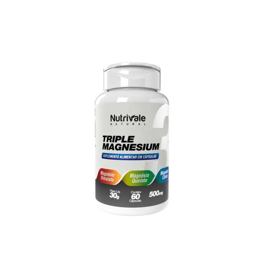 Nutrivale Triple Magnesio Quelato Dimalato Citrato 60 cápsulas Incolor sem Sabor