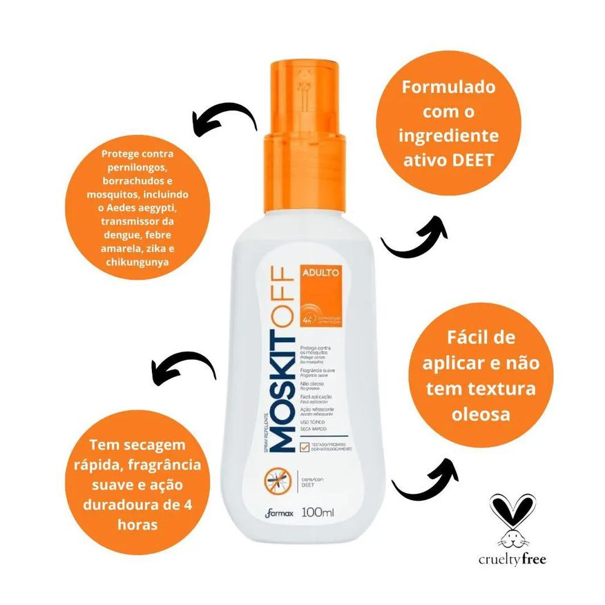 Spray Kit Repelente Farmax Moskitoff Adulto com 3 100ml