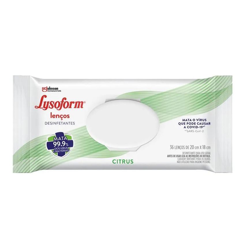 Lysoform Lenço Umedecido Desinfetante Citrus Com 36 Unidades