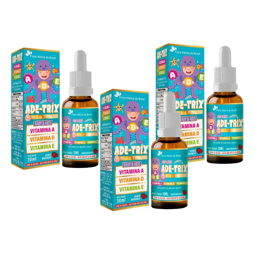 Ade-trix 3x Kids (vitamina A, D e E) Sabor Morango 30ml Flora Nativa
