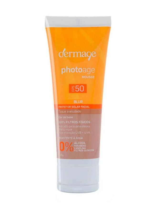 Dermage Protetor Solar Efeito Blur Médio Photoage Mineral Mousse Fps50 45g