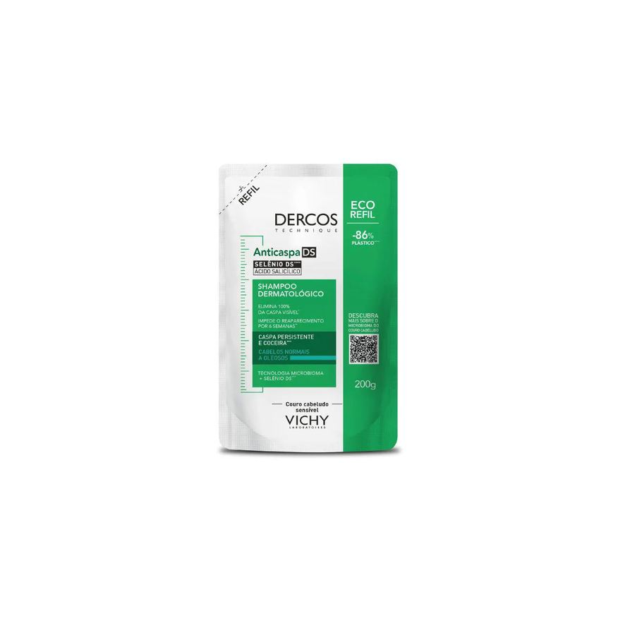 Vichy Refíl Shampoo Dercos Anticaspa DS Cabelos Normais e Oleosos Refil Sustentável 200g