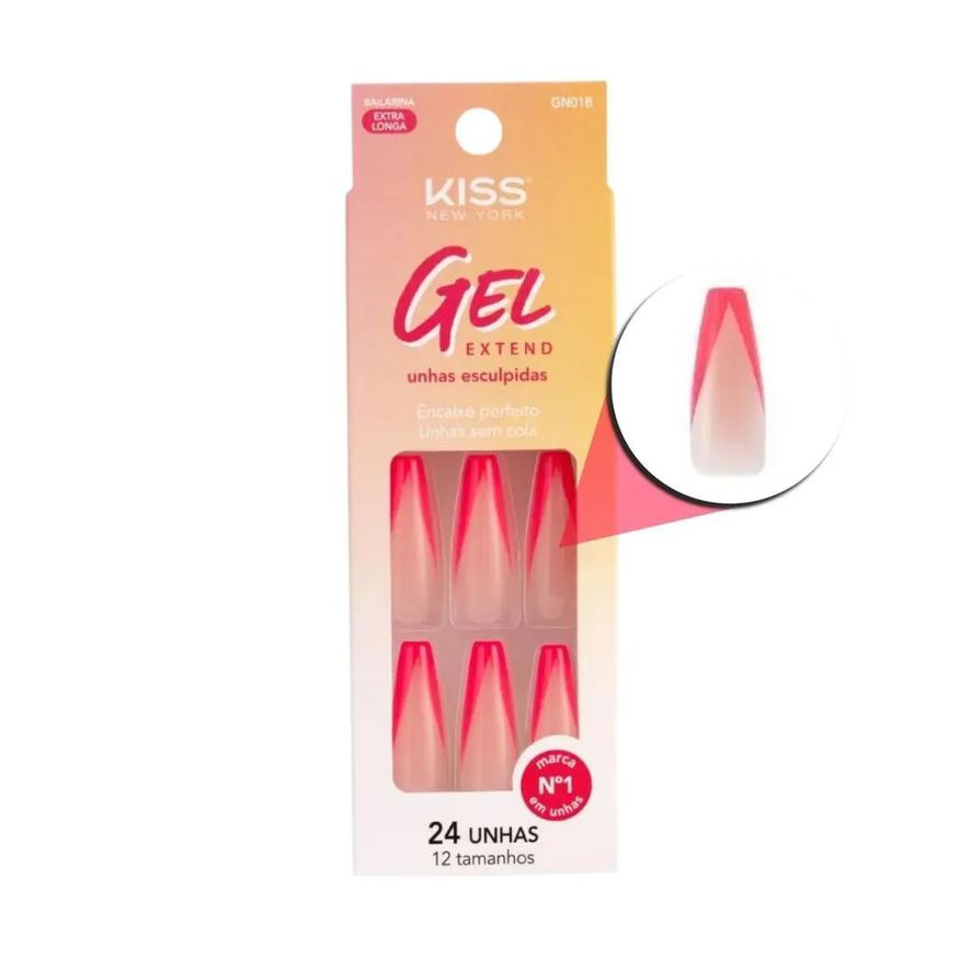 Postiças Unhas Kiss Ny Gel Extend Bailarina com 24un Gn01b