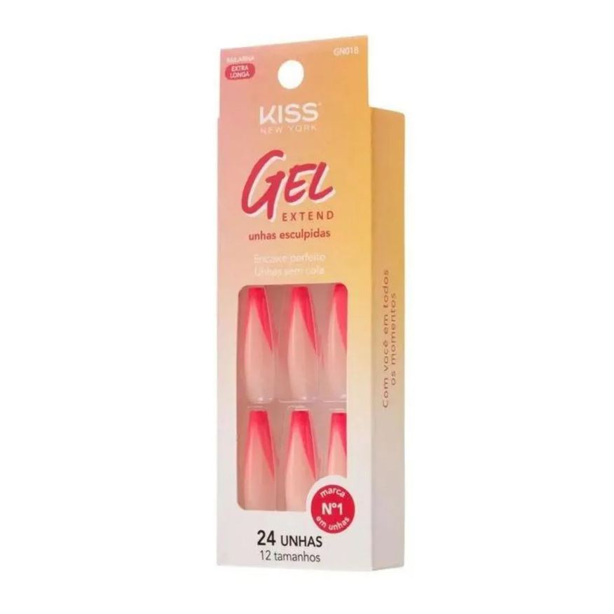 Postiças Unhas Kiss Ny Gel Extend Bailarina com 24un Gn01b
