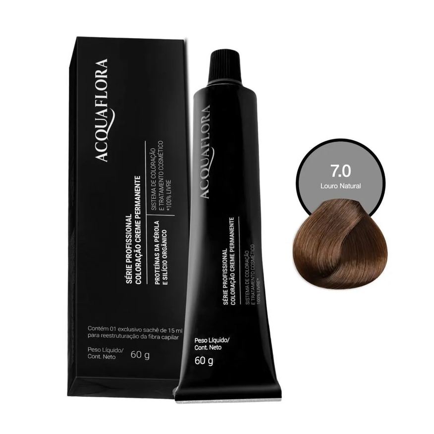 Acquaflora Coloração Creme Permanente 7.0 Louro Natural 60g