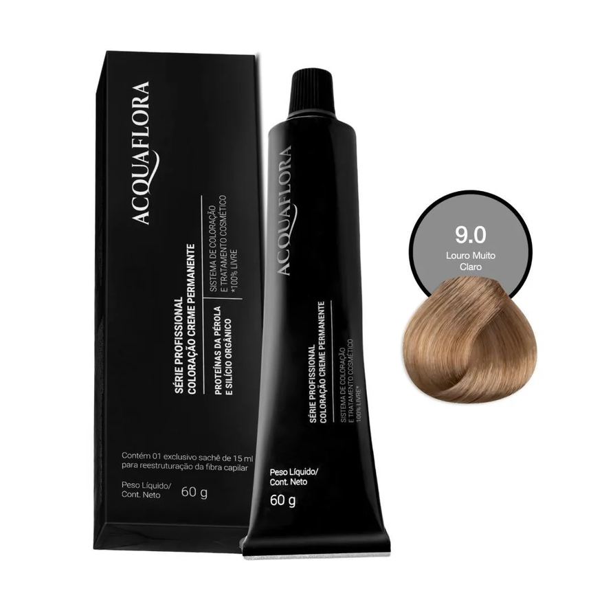 Acquaflora Coloração Creme Permanente 9.0 Louro Muito Claro 60g