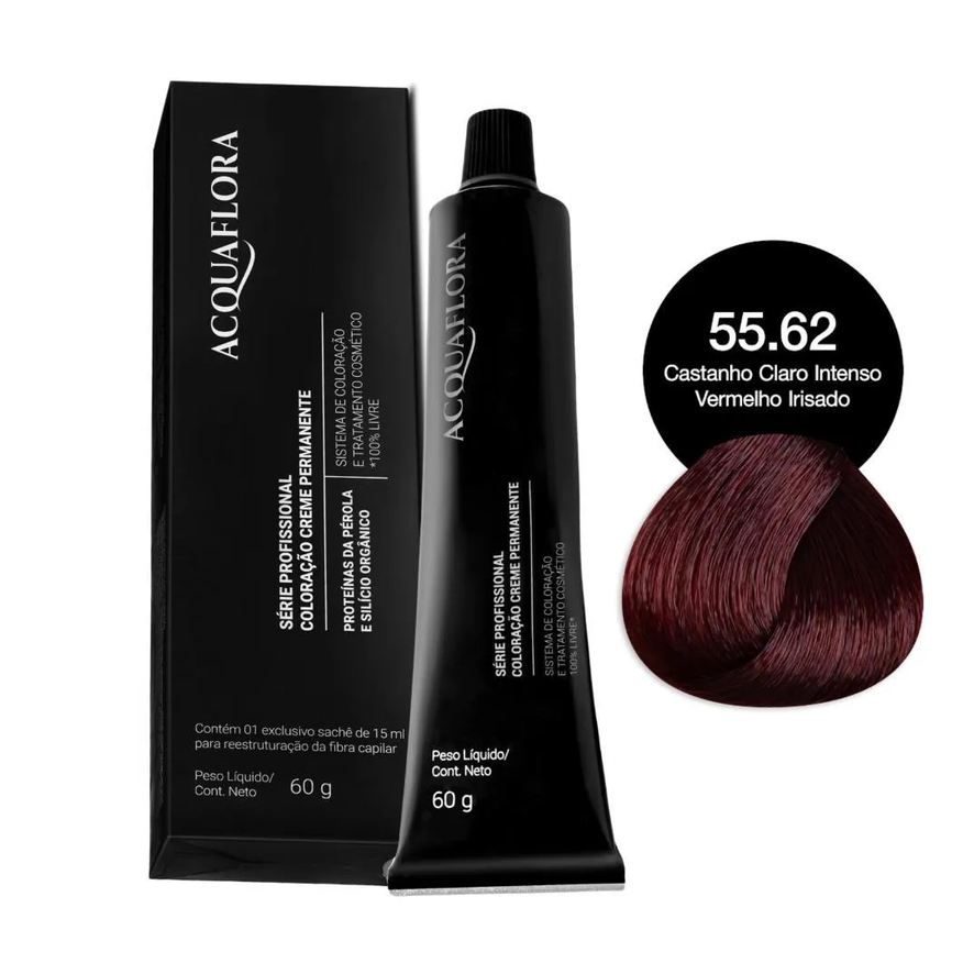Acquaflora Coloração 55.62 Castanho Claro Intenso Vermelho Irisado 60g