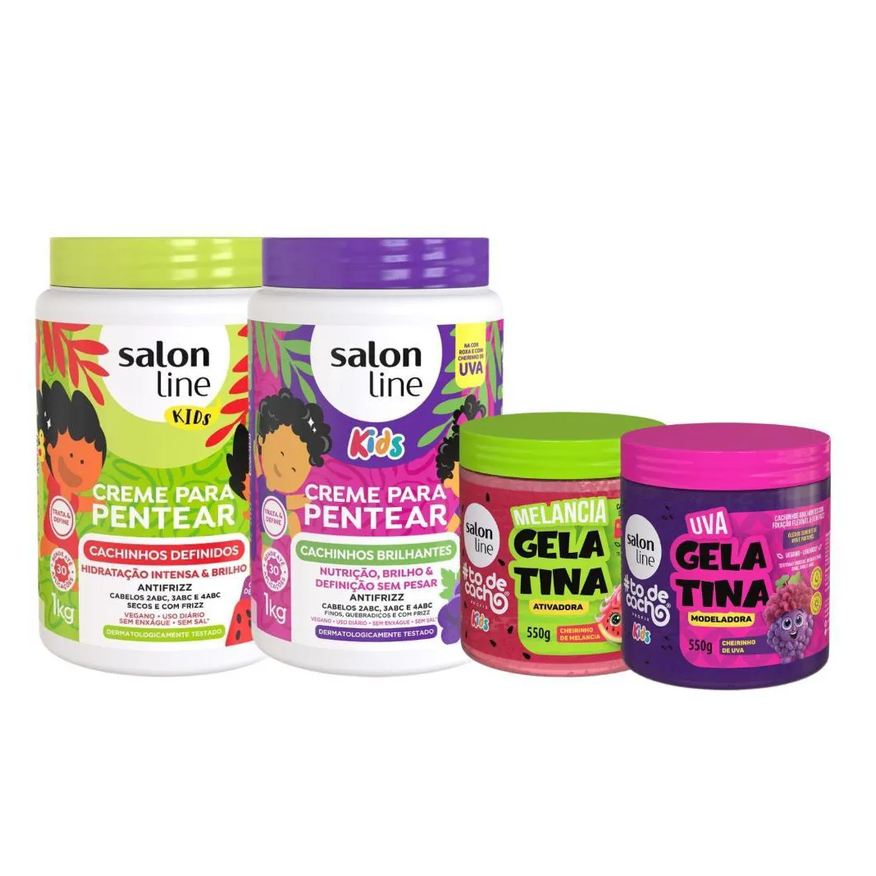 Salon Line Kit Creme + Gelatina Melancia + Uva com 4