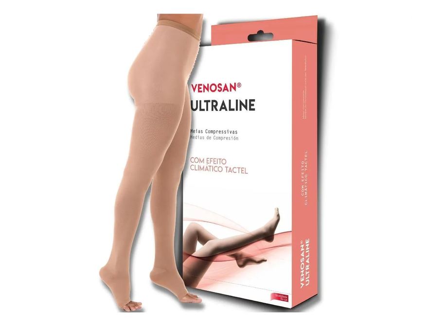 Venosan Meia Calça Compressiva Ultraline 4000 At 20-30 Pé Aberto Bege - P