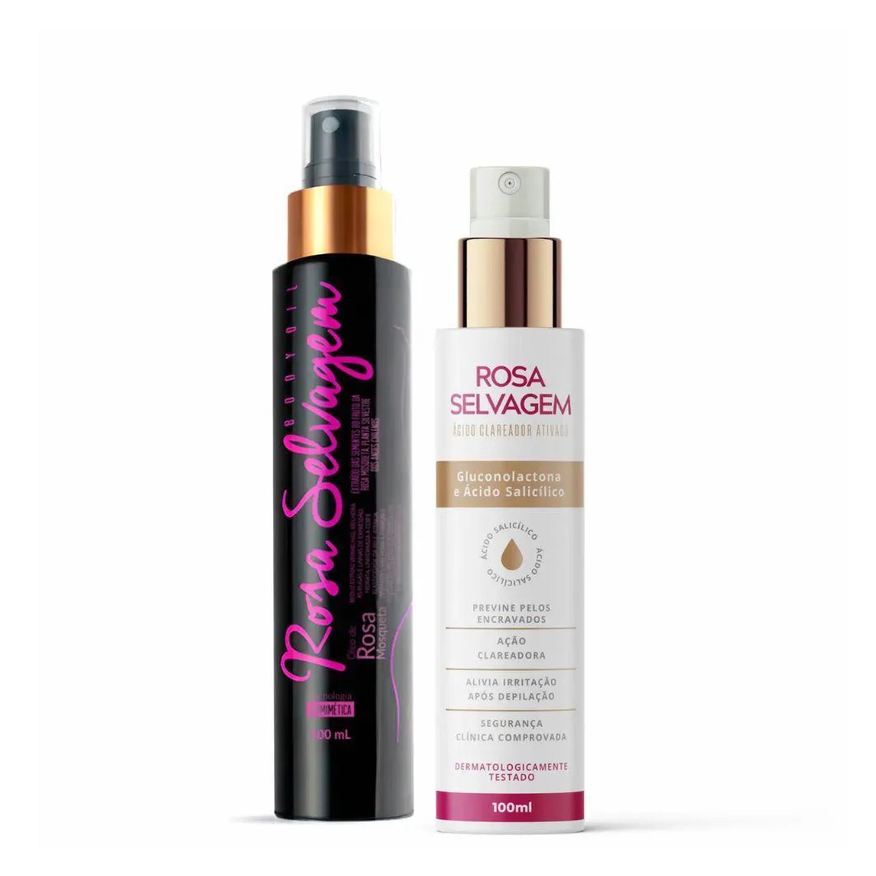 Rosa Selvagem Kit Ácido Clareador E Óleo Corporal