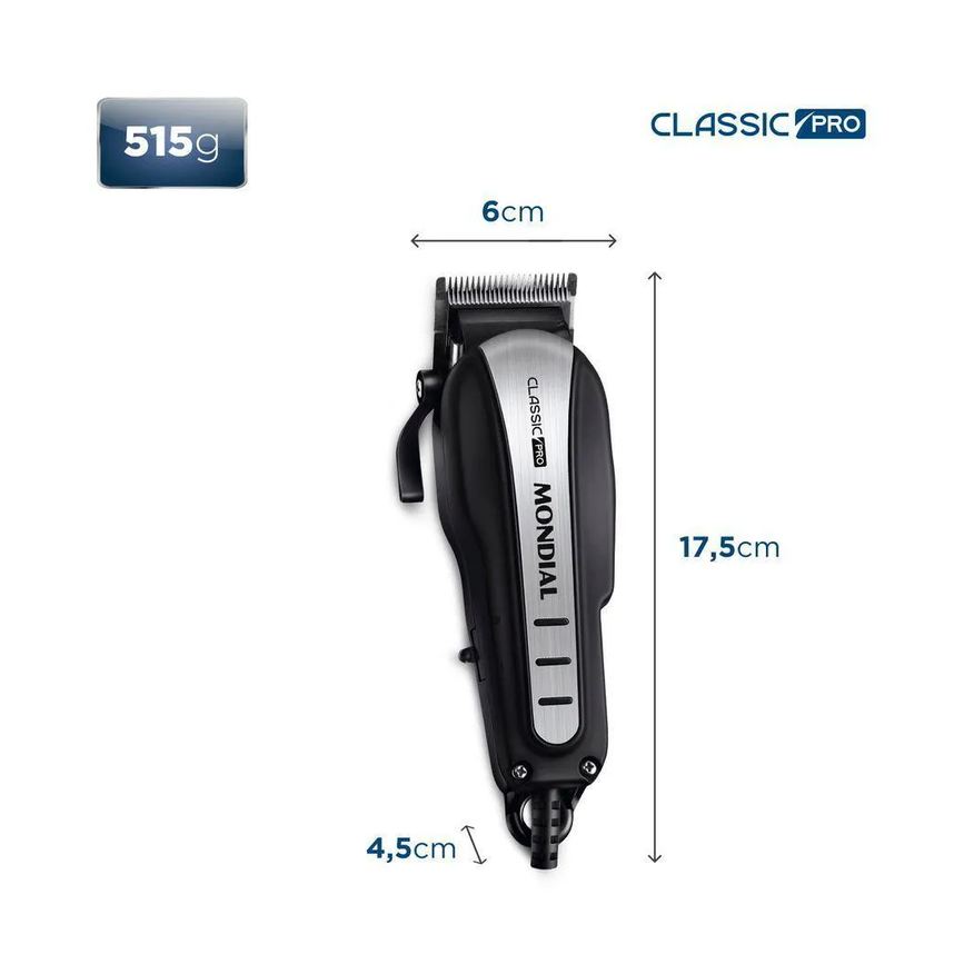 de Cortador Cabelos Mondial Classic Pro 127v Preto/inox 110v