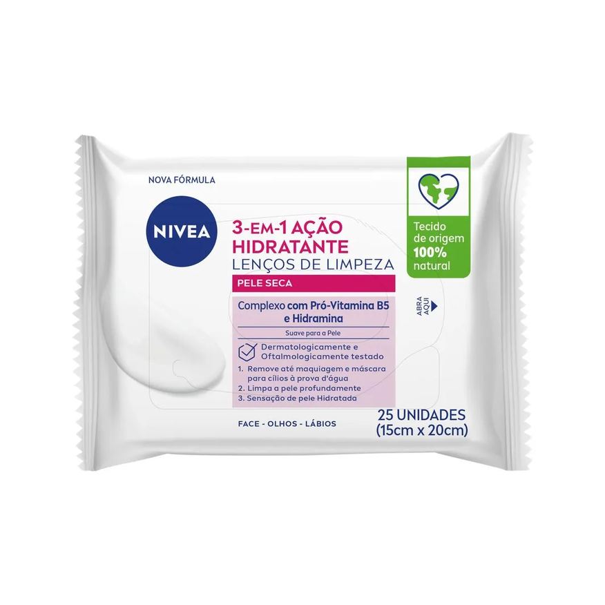 Nivea Lenco Demaquilante 3 Em 1 Com 25 Unidades Acao Hidratante