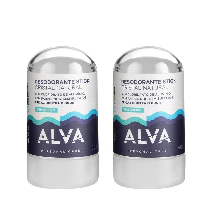 Alva Kit Desodorante Stick Kristall Sensitive - 60g 2 Unids sem Cheiro