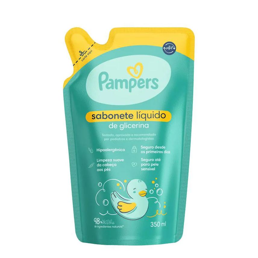 Pampers Sabonete Liquido de Glicerina Corporal Refil 350ml