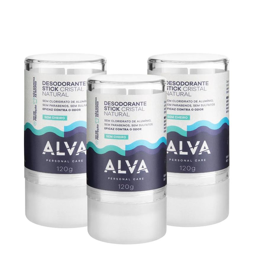 Alva Desodorante Stick 120g Kristall Sensitive (3 Unid) sem Cheiro