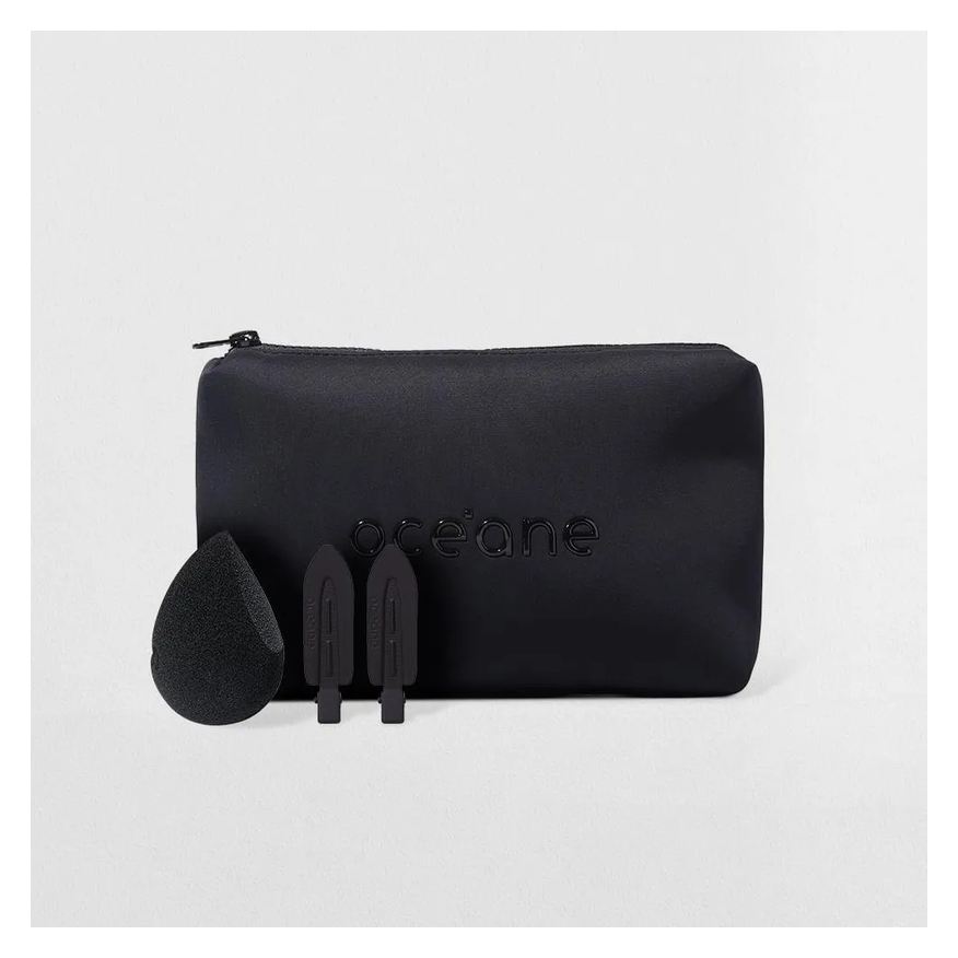 Océane Kit Nécessaire Preto Daily Makeup + Esponja de Maquiagem + Hair Clip (3 Produtos)