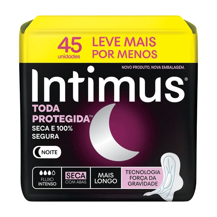 Intimus Absorvente Toda Protegida Noite Com Abas Seca 45 Unidades
