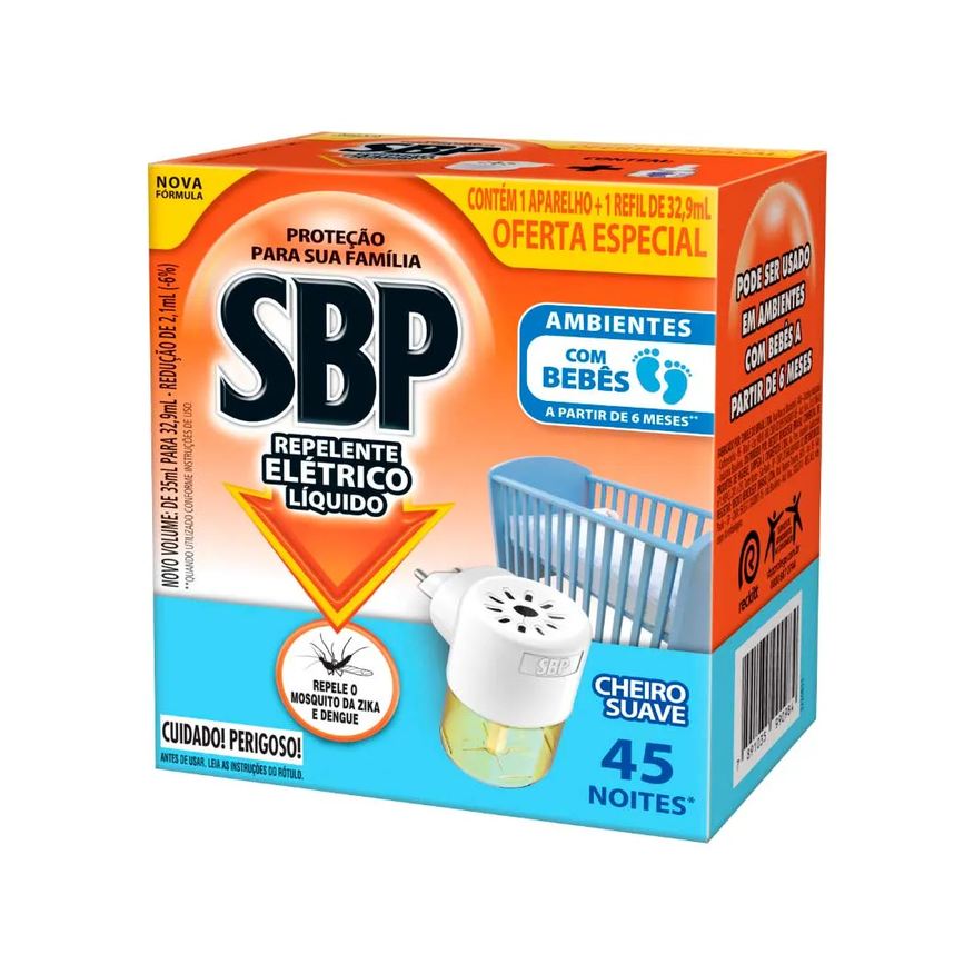 Eletrico Repelente Sbp Com 1 Aparelho+32,9ml Refil