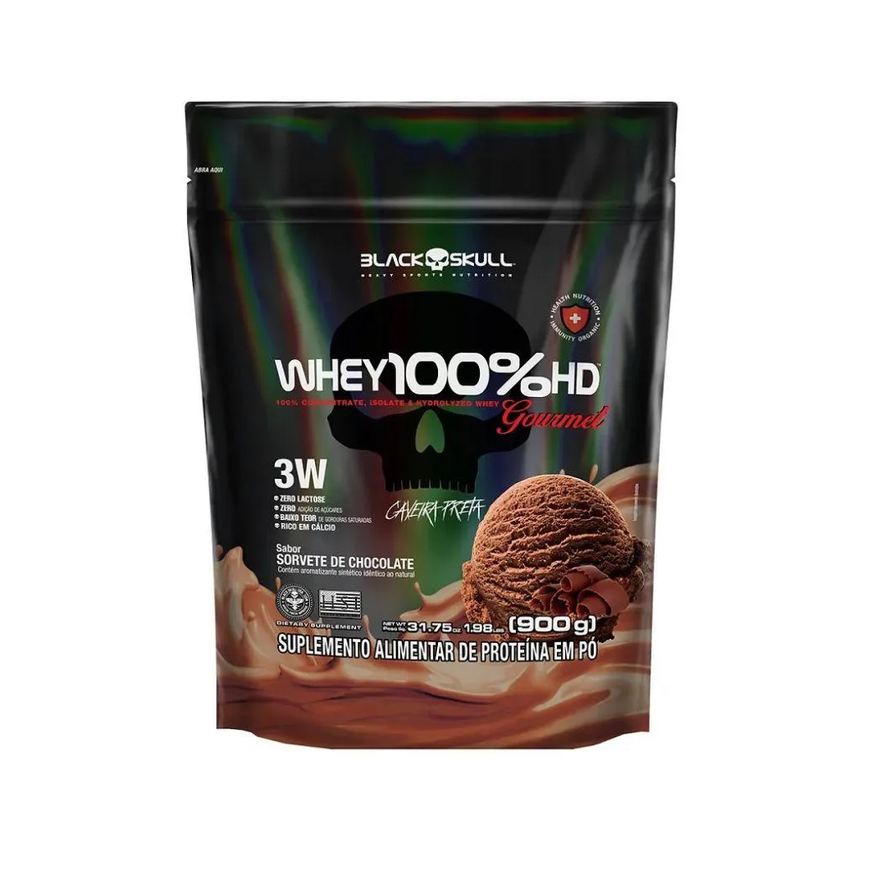 100% Whey Hd Gourmet Refil (900g) – Sabor: Sorvete de Chocolate