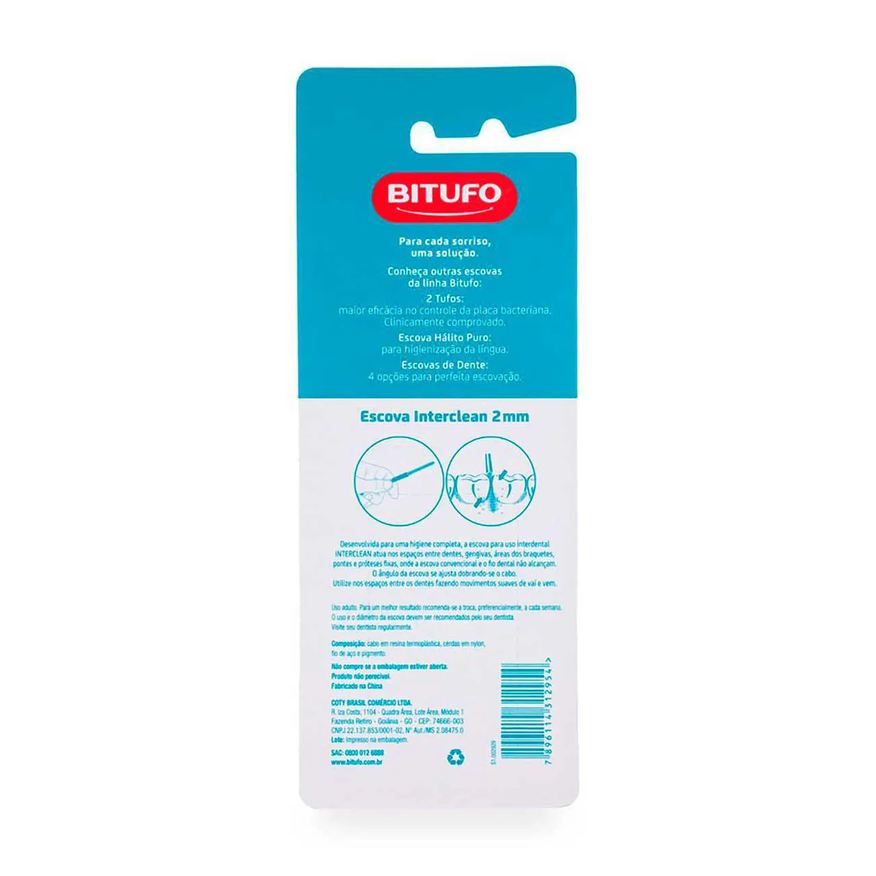 de Escova Dente Interdental Bitufo Interclean Ultrafina Cilíndrica com 6 unidades