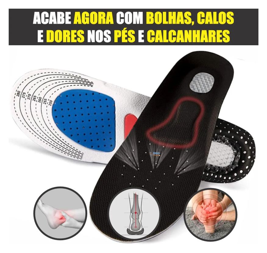 Anatômica Palmilha Anti Dor Tratamento Fascite Plantar e Esporão Original 1par 35a40