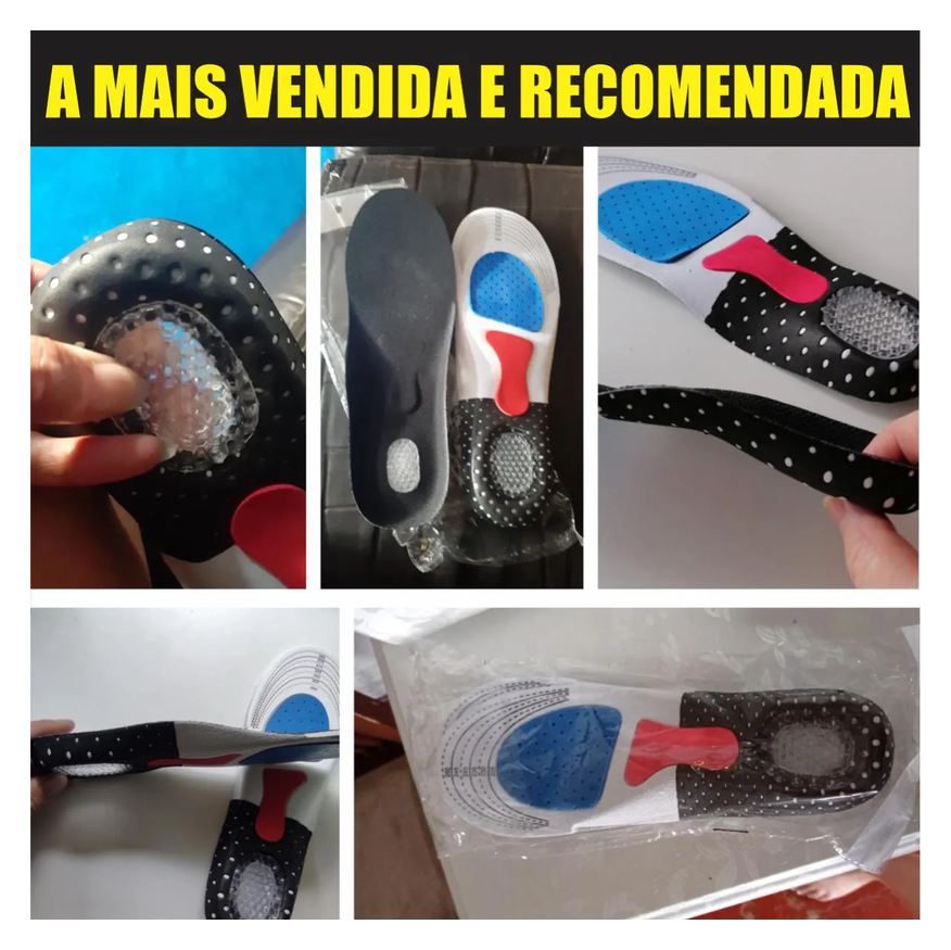 Anatômica Palmilha Anti Dor Tratamento Fascite Plantar e Esporão Original 1par 35a40