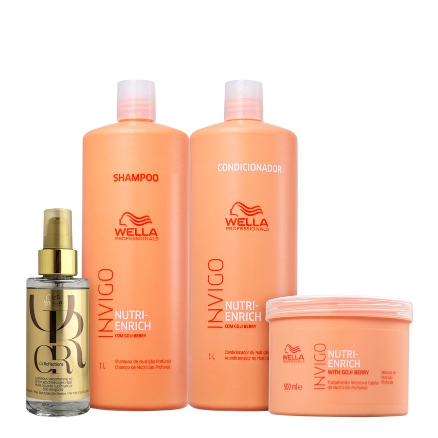 Wella Kit Professionals Invigo Nutri-Enrich Quarteto Shine Salon (4 Produtos)