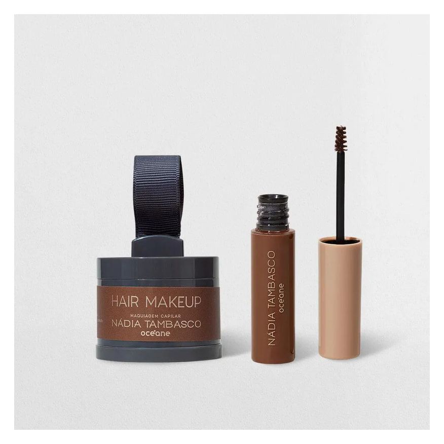 Océane Kit Máscara De Sobrancelha Castanho + Maquiagem Capilar Nádia Tambasco By (2 Produtos)