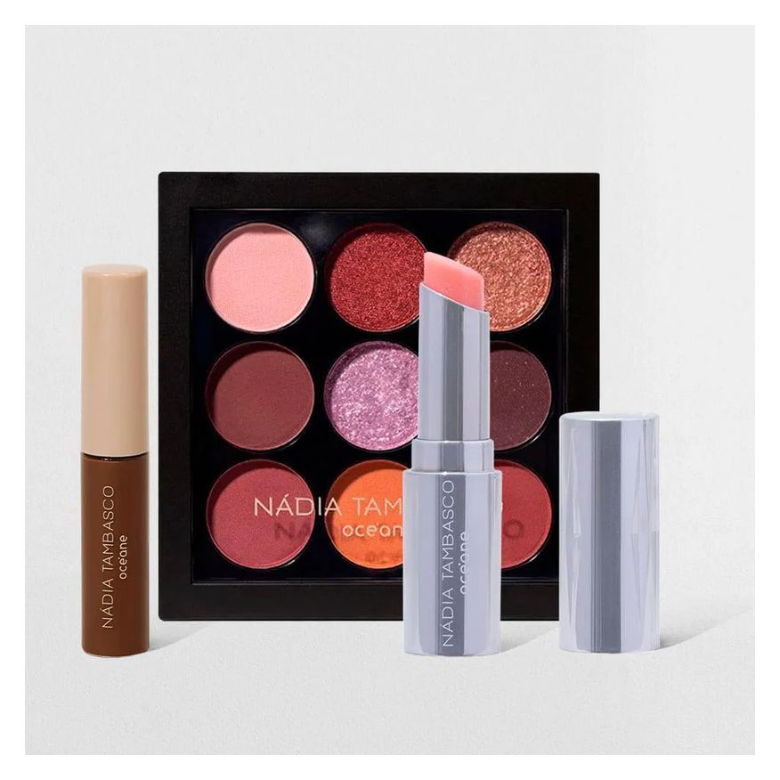 Océane Kit Paleta De Sombras To Go Fire Revitalizador Labial Máscara De Sobrancelha Castanho Nádia Tambasco By
