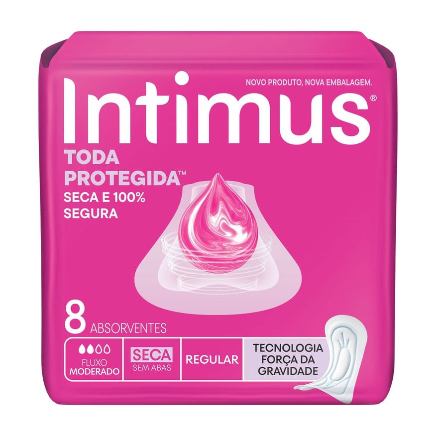 Intimus Absorvente Toda Protegida Sem Abas Seca 8 Unidades
