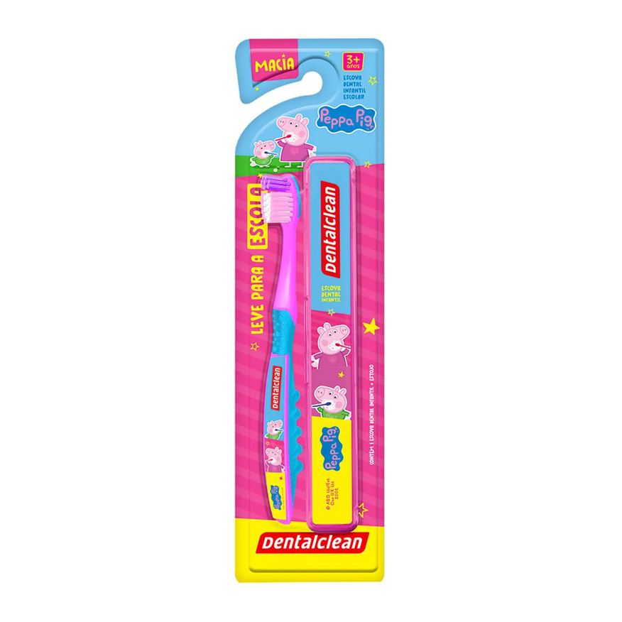 Dentalclean Escova de Dente Infantil Peppa Pig Macia com Estojo 1 unidade