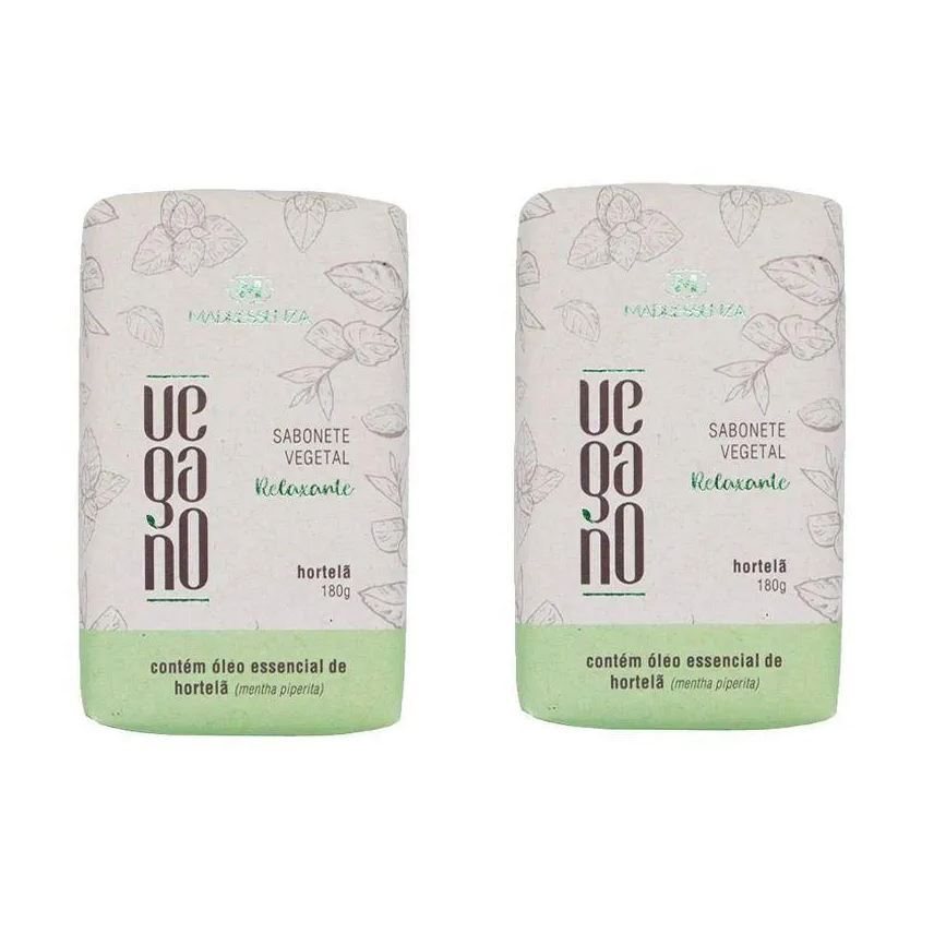 Madressenza Kit 2 Sabonetes em Barra Vegano Relaxante Hortelã 180g