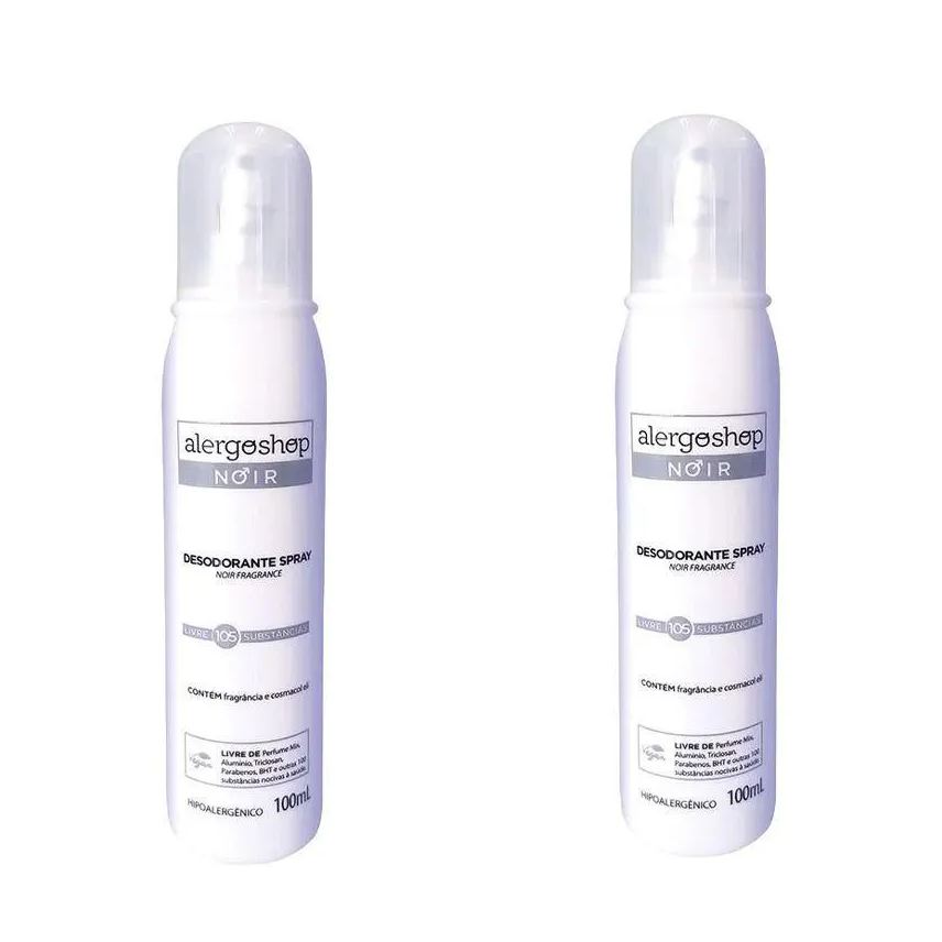 Alergoshop Kit Desodorante Sem Alumínio Spray Noir Masculino Hipoalergênico Sem Álcool 80ml 2 unidades