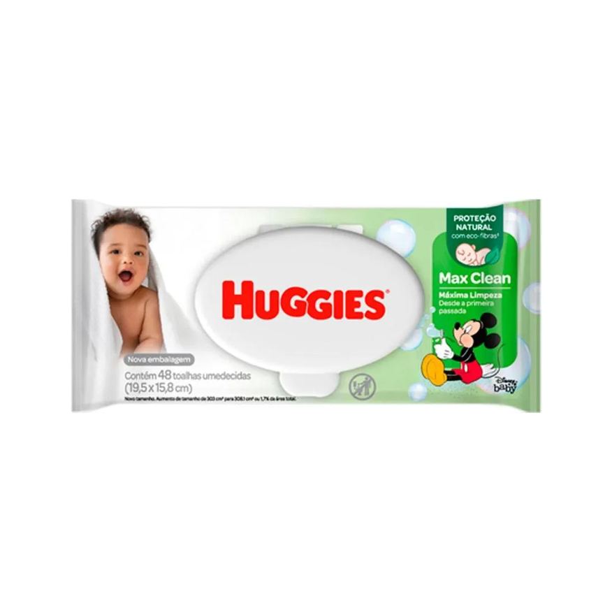 Huggies Lenço Umedecido Max Clean Disney Baby Proteção Natural com Aloe Vera 48 unidades