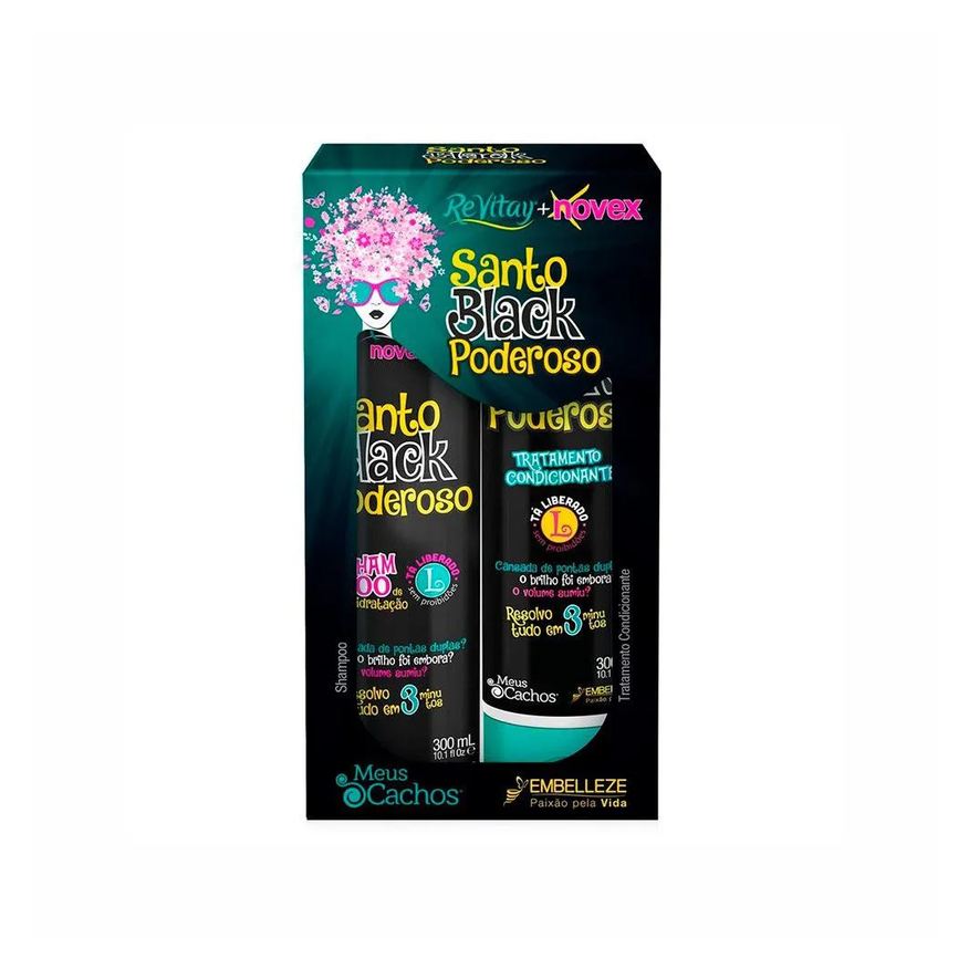 Novex Kit Shampoo + Condicionador Meus Cachos Santo Black Poderoso