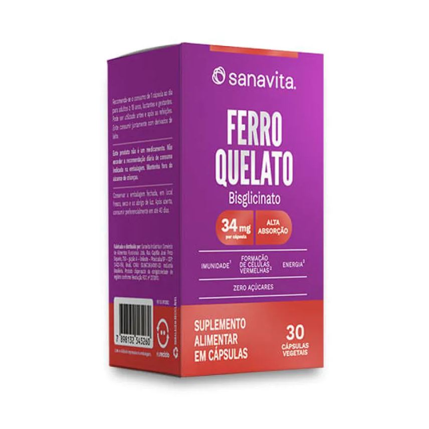Sanavita Ferro Quelato Frasco. 30 cápsulas