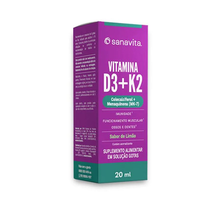 Sanavita Vitamina D3 + K2 Frasco em Gotas. 20ml