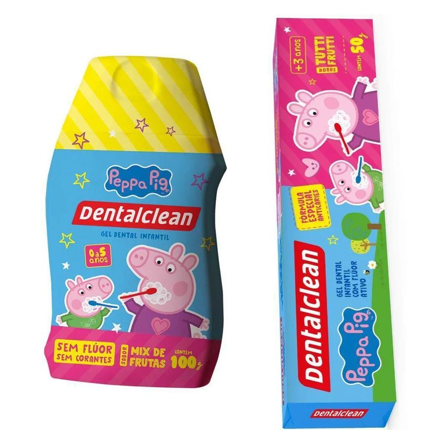 Dentalclean 2x Gel Dental Infantil Peppa Pig - com Fluor e sem Fluor