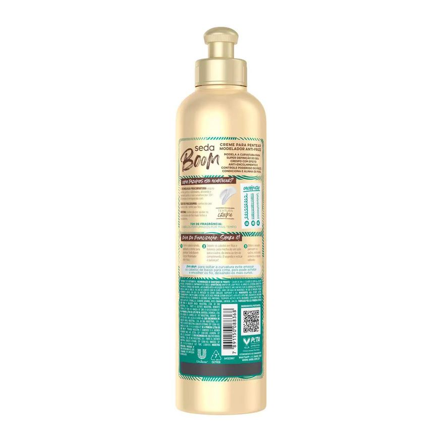 Seda Creme de Pentear Cabelo Cacheado Boom Pro Curvatura Antifrizz 350ml