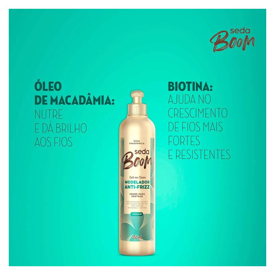 Seda Creme de Pentear Cabelo Cacheado Boom Pro Curvatura Antifrizz 350ml