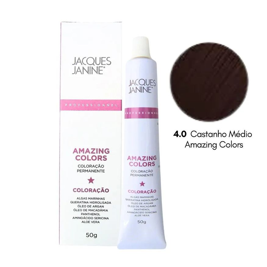 Jacques Janine Coloração Permanente 4.0 Castanho Médio 50g
