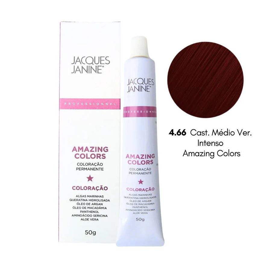 Jacques Janine Coloração 4.66 Cast. Médio Verm. Intenso 50g