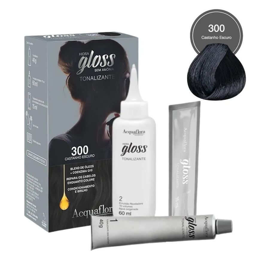 Acquaflora Tonalizante Hidra Gloss 300 Castanho Escuro