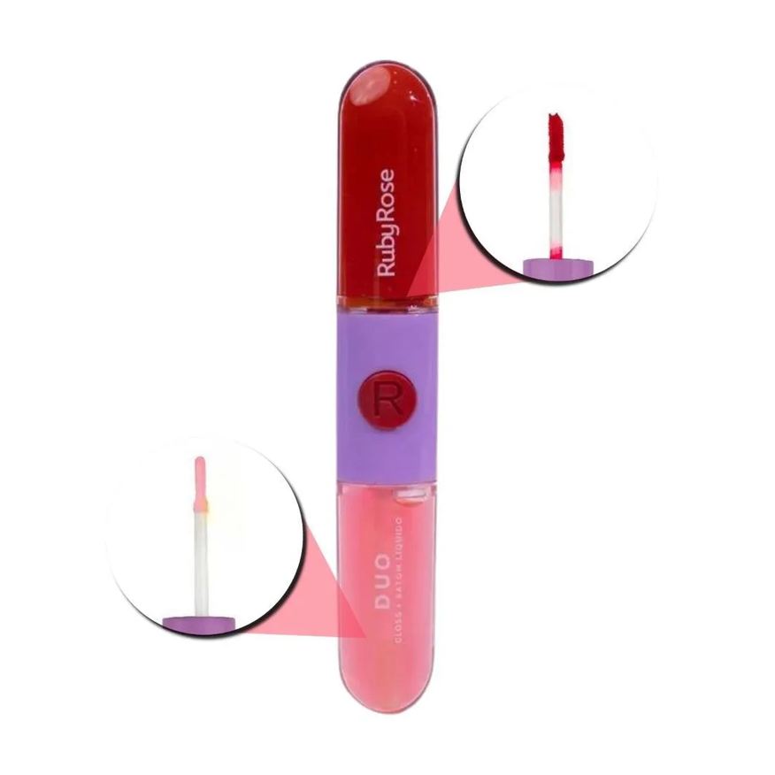 Ruby Rose Gloss + Batom Líquido Duo Ld01 9,6g