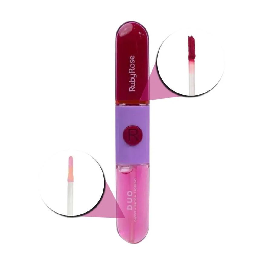 Ruby Rose Gloss + Batom Líquido Duo Ld03 9,6g